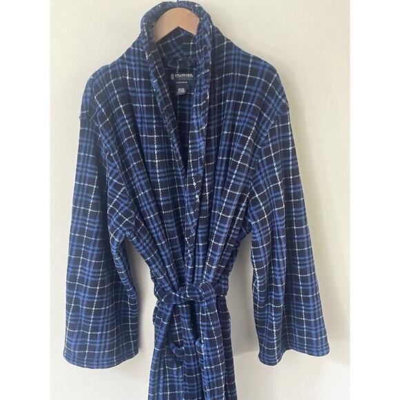 Stafford Robe Mens One Size Regular Fit Blue Soft Plush Belted Dad Granddad 80’s - Picture 2 of 7